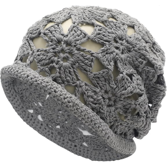 Women Cotton Crochet Slouchy Beanie Hat Handmade Knit Summer Skull Cap 1pcs