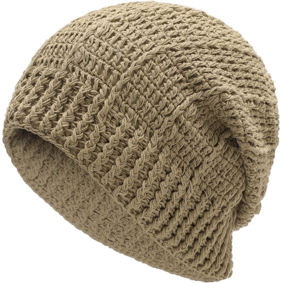 Women Cotton Crochet Slouchy Beanie Hat Handmade Knit Summer Skull Cap 1pcs