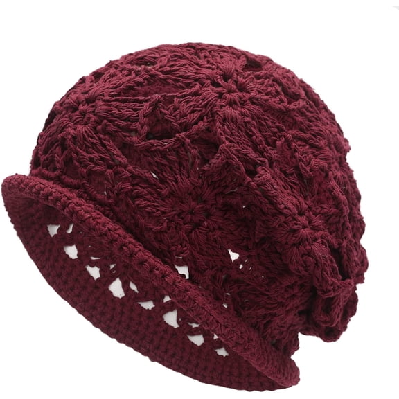 Women Cotton Crochet Slouchy Beanie Hat Handmade Knit Summer Skull Cap 1pcs