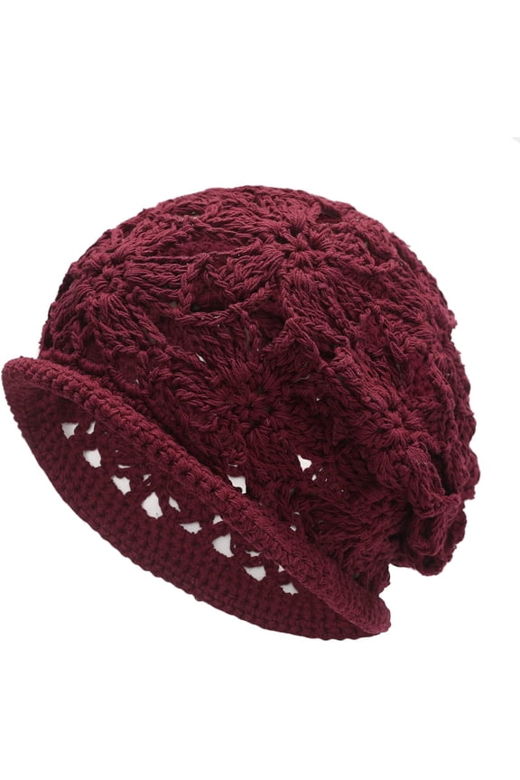 Women Cotton Crochet Slouchy Beanie Hat Handmade Knit Summer Skull Cap 1pcs