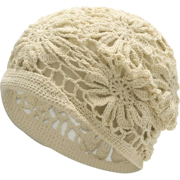Women Cotton Crochet Slouchy Beanie Hat Handmade Knit Summer Skull Cap 1pcs