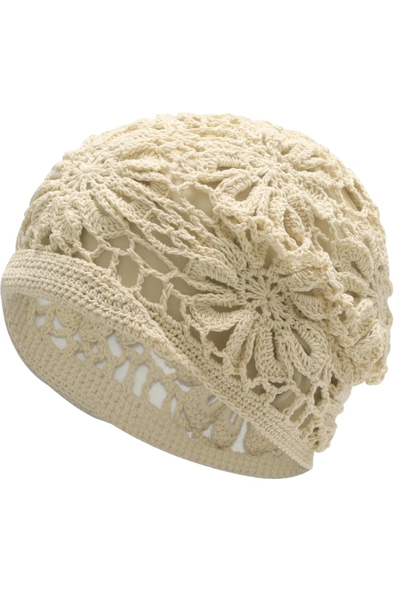 Women Cotton Crochet Slouchy Beanie Hat Handmade Knit Summer Skull Cap 1pcs