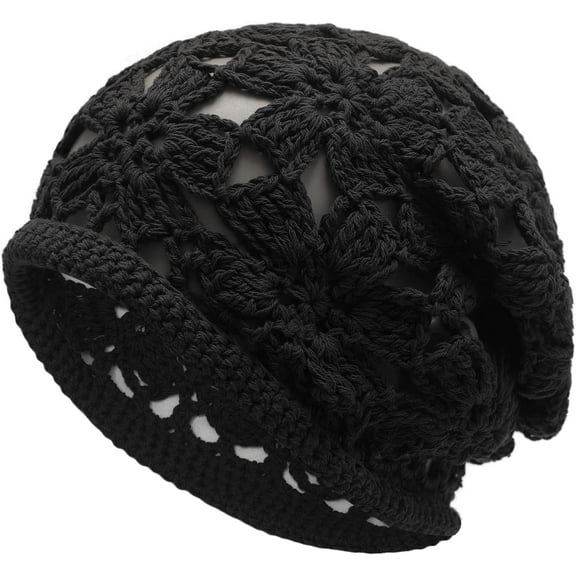 Women Cotton Crochet Slouchy Beanie Hat Handmade Knit Summer Skull Cap 1pcs