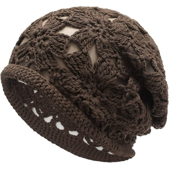 Women Cotton Crochet Slouchy Beanie Hat Handmade Knit Summer Skull Cap 1pcs