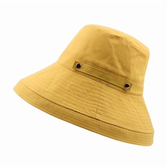 Women Cotton Foldable Fisherman Bucket Hat Big Wide Brim Sun Summer Beach Cap