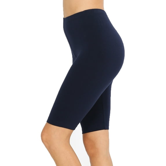 Women Cotton High Waist Active Bike Short Leggings - 10" Length
