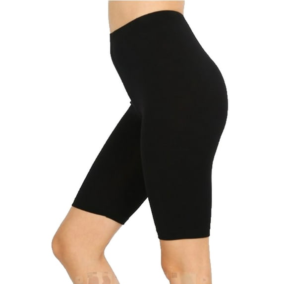 Women Cotton High Waist Active Bike Short Leggings - 10" Length