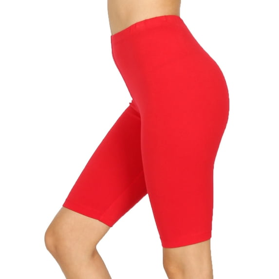 Women Cotton High Waist Active Bike Short Leggings - 10" Length