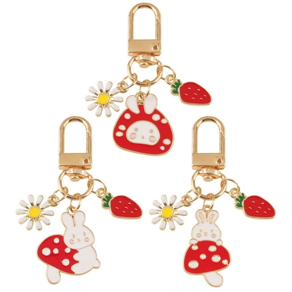 TAILTOSS 3Pcs Cartoon Keychain Adorable Rabbit Pendant Metal for Purse Keys Bag