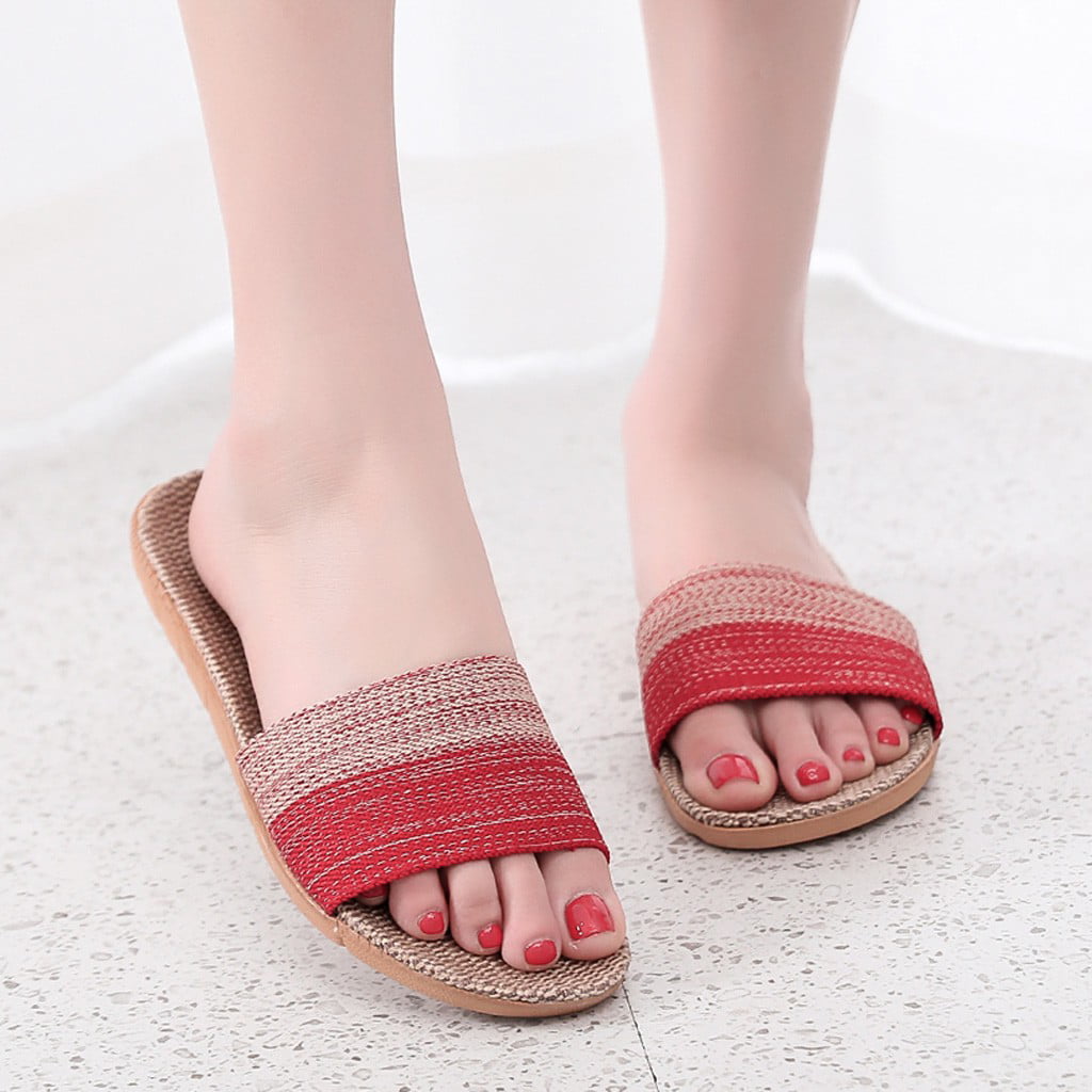 Women Cotton Linen Beach Breathable Shoes Sandals Home Slipper