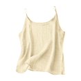 thumbnail image 1 of WHEANG Linen Tops for Women Round Neck Spaghetti Strap Tank Tops Loose Fit Summer Tops Daily Casual Sleeveless Breathable Womens Tank Tops Hot Summer&nbsp;Sale Beige S, 1 of 2