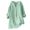 thumbnail image 1 of Women Cotton Linen Embroidered Tops Loose Fit Tunic 3/4 Sleeve Summer Blouse Shirts Boho Peasant Trendy Clothes 2026, 1 of 6