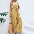 thumbnail image 1 of Women Cotton Linen Jumpsuit Casual Wide Leg Suspender Pants Summer Loose Rompers, 1 of 11