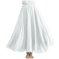 thumbnail image 1 of Women Cotton Linen Maxi Skirt Boho Layer Elastic Waist Long Skirt Summer Flowy Swing Tiered A-Line Skirt, 1 of 5