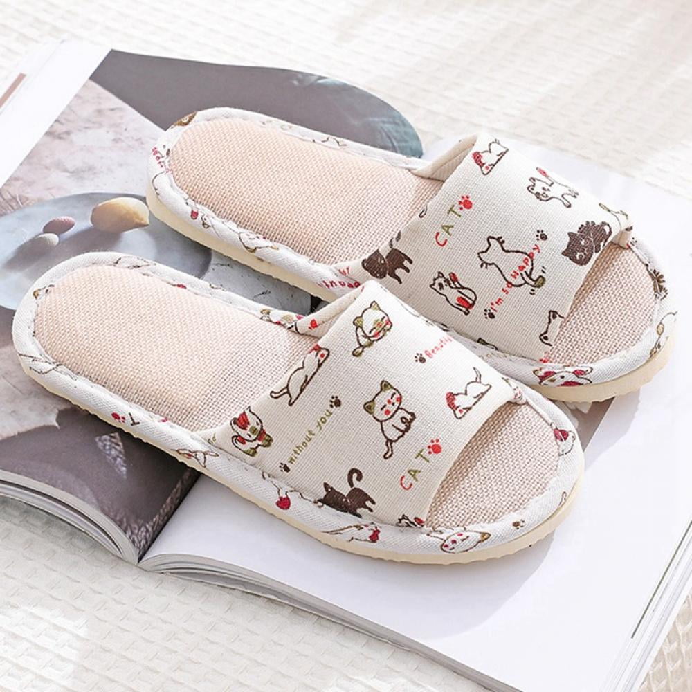 Women Summer Linen Weave Indoor Slippers
