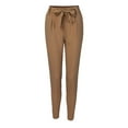 thumbnail image 1 of Women Cotton Linen Pants High Waist Harem Bandage Elastic Waist Stripe Casual Lounge Pant Trousers, 1 of 1