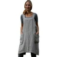 thumbnail image 1 of Women Cotton Linen Pinafore Square Cross Apron Garden Work Pinafore Bohemian dress, 1 of 8