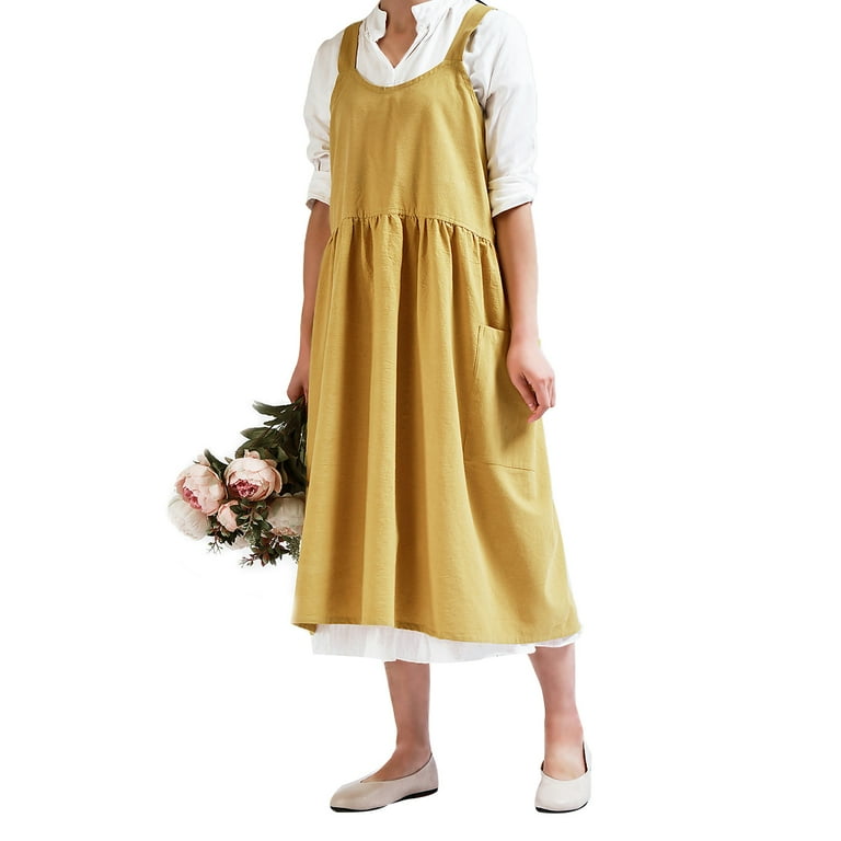 Womens cotton top pinafore dress