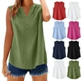 thumbnail image 1 of Women Cotton Linen Tank Top Button V Neck Sleeveless Plus Size Loose Tunic Tops with Button Casual Summer Tees (XL, Green), 1 of 8