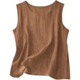 thumbnail image 1 of Women Cotton Linen Tank Tops Loose Causal Sleeveless Summer Shirts Crew Neck Gauze Crewneck Flowy Summer Tops Basic Shirts, 1 of 3