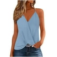 thumbnail image 1 of Women Cotton Linen Tanks Side Split Camis Spaghetti Strap Tank Top Solid Color Blouses V Neck Camisole Sleeveless Shirt Loose Fit Vest Lightweight Breathable Clothing, 1 of 6