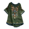 thumbnail image 1 of Women Cotton Linen Tops Mexican Embroidered Floral Peasant Blouses Summer Casual Fashion Loose Fit Bohemian Shirts, 1 of 5