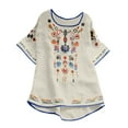 thumbnail image 1 of Women Cotton Linen Tops Mexican Embroidered Floral Peasant Blouses Summer Casual Fashion Loose Fit Bohemian Shirts, 1 of 5