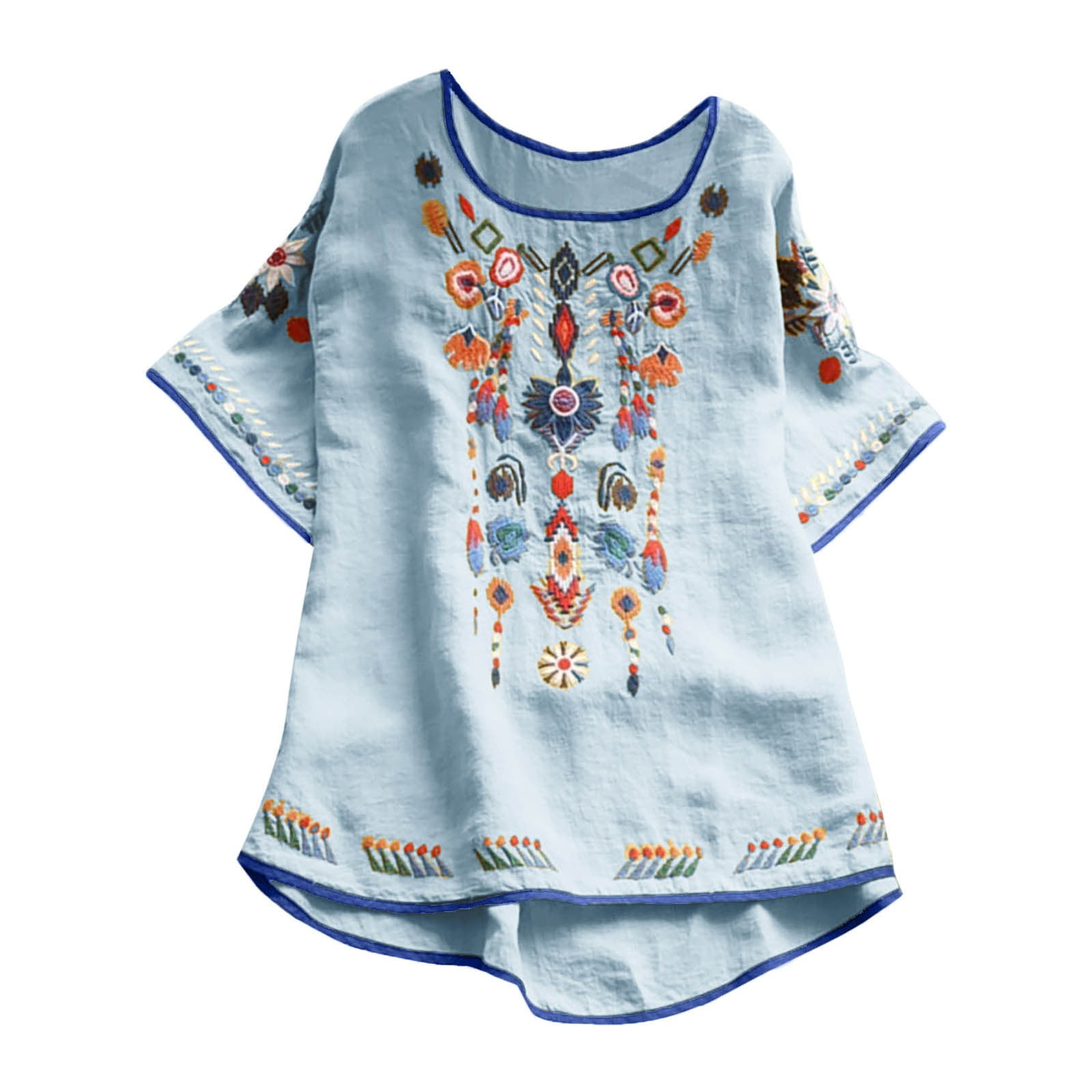 Coastalina Linen Collared Peasant Top