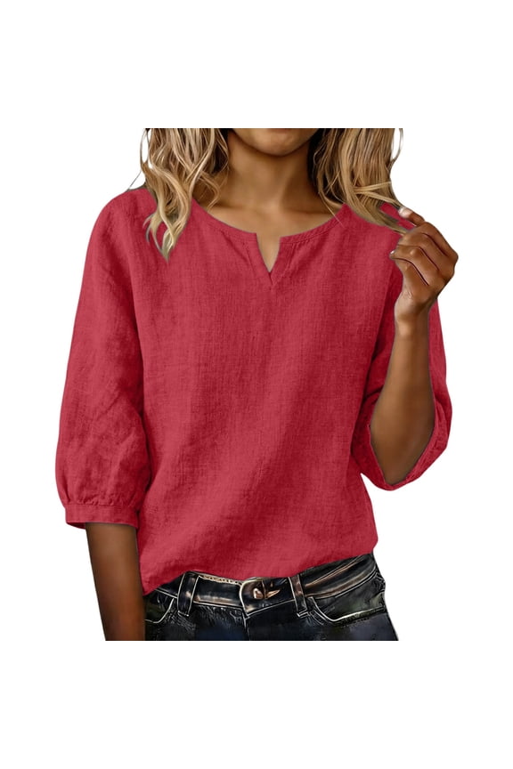 Women Cotton Linen Tops V Neck T Shirts For Women Summer Blouses For Women Linen T Shirts For Women Women'S Cotton Gauze Tops Womens Comfort Colors Tshirt Linen T Shirts For Women
