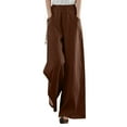 thumbnail image 1 of Women Cotton Loose Wide Leg Pants High Waist Straight Retro Literary Casual Trousers, 1 of 7