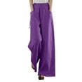 thumbnail image 1 of Women Cotton Loose Wide Leg Pants High Waist Straight Retro Literary Casual Trousers, 1 of 6