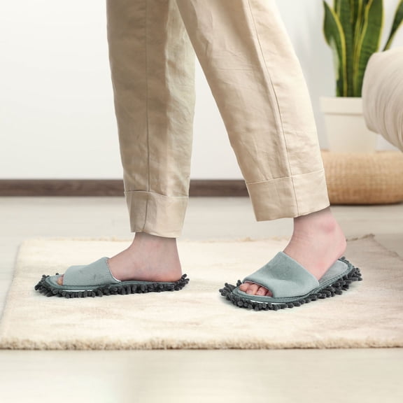 FELTECHELECTR Floor Cleaning Slippers 1 Pair Mop Shoes Unisex Portable for Wooden and Tiled Floors