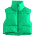 thumbnail image 1 of Women Cotton Padded Vest Ladies Sleeveless Crop Vest Fashion Puffer Vest Zipper Collared Short Top Gilet Streetwear, 1 of 9