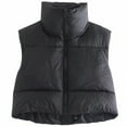 thumbnail image 1 of Women Cotton Padded Vest Ladies Sleeveless Crop Vest Fashion Puffer Vest Zipper Collared Short Top Gilet Streetwear, 1 of 9