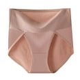 thumbnail image 1 of Women Cotton Panties Ribbed Soft Feel High Waist Tummy Control Underwear Plus Size Split Front Full Coverage Briefs, 1 of 5