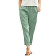 thumbnail image 1 of Women Cotton Pocket Cropped Straight Leg Crop Pants Ladies Casual Long Loose Pant Slacks Cozy Daily Female Bottoms Green L, 1 of 7
