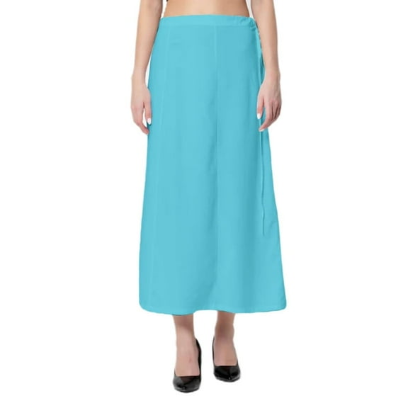 Women Cotton Shapewear Indian Saree Petticoat Underskirt Free Size Light Sky Blue
