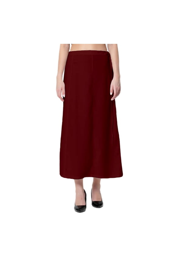 Women Cotton Shapewear Indian Saree Petticoat Underskirt Free Size Maroon