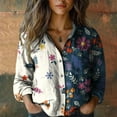 thumbnail image 1 of Women Cotton Shirt Printed Fashion Button Down Shirts Casual Tops Long Sleeve Blouse Blue, 1 of 3