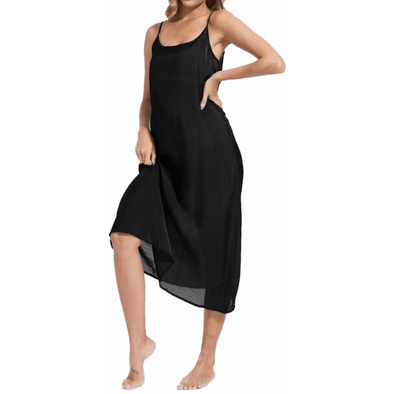 Women Cotton Silk Long Slips Full Slips For Under Dress Chemise Camisoles Slip Dress Petticoat