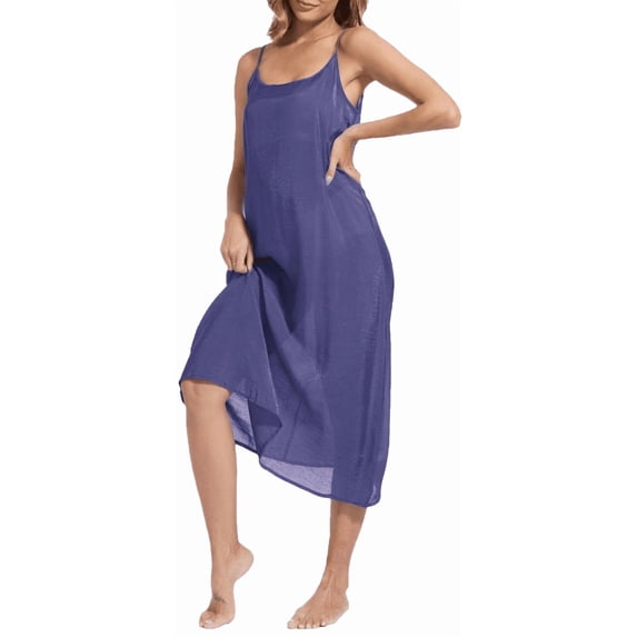 Women Cotton Silk Long Slips Full Slips For Under Dress Chemise Camisoles Slip Dress Petticoat