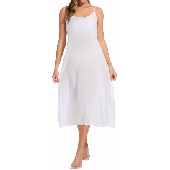 Women Cotton Silk Long Slip Dress Camisoles Full Slips For Under Dress Nightgowns Petticoat