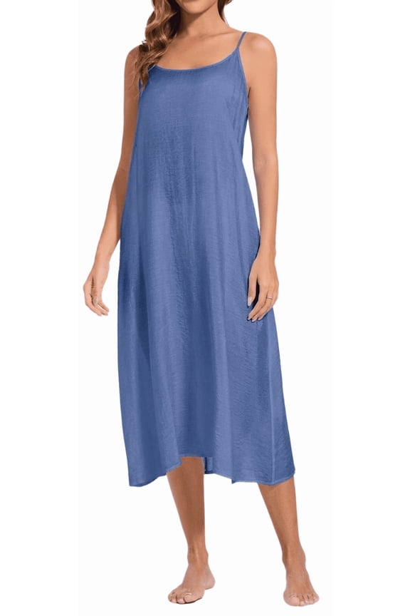 Women Cotton Silk Long Slip Dress Camisoles Full Slips For Under Dress Nightgowns Petticoat