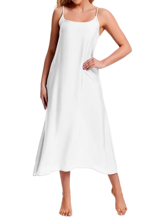 Women Cotton Silk Long Slip Full Slip For Under Dress Camisoles Slip Dress Petticoat