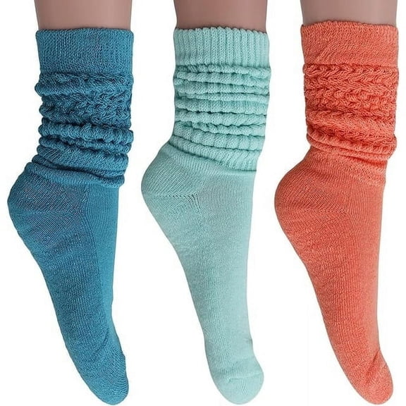 Women Cotton Slouch Socks 3 Pairs Shoe Size 5-10 (Capri-Mint-Peach)