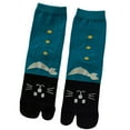 thumbnail image 1 of Women Cotton Split 2 Toe Kimono Tabi Crew Socks Cute Cat Print Flip Flop Hosiery, 1 of 19