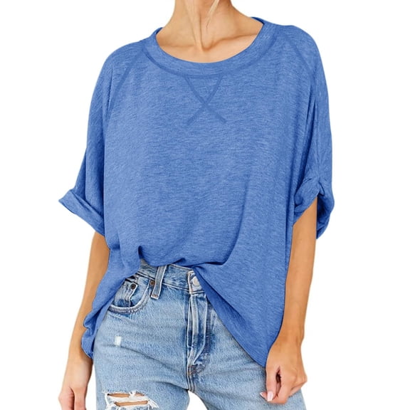 Women Cotton T-Shirt Summer Casual Loose Fit Short Sleeve Top