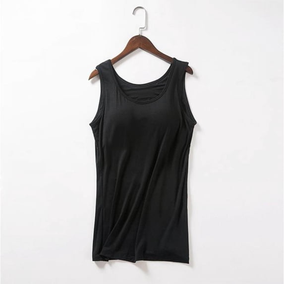 Women Cotton Tank Tops, Casual Sleeveless Solid Padded Tee