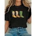 thumbnail image 1 of Women Cotton Tshirt Christmas Cowgirl Boots Western Country Women Howdy Xmas T-Shirt Comfort Tshirt Women, 1 of 7
