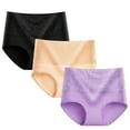 thumbnail image 1 of Women Cotton Underwear Breathable Briefs High Waist Panties Full Coverage Panty 3 Pack, 1 of 3